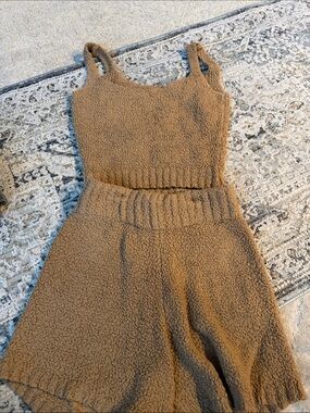 SKIMS Cozy Knit Tank and Shorts Set in Brown